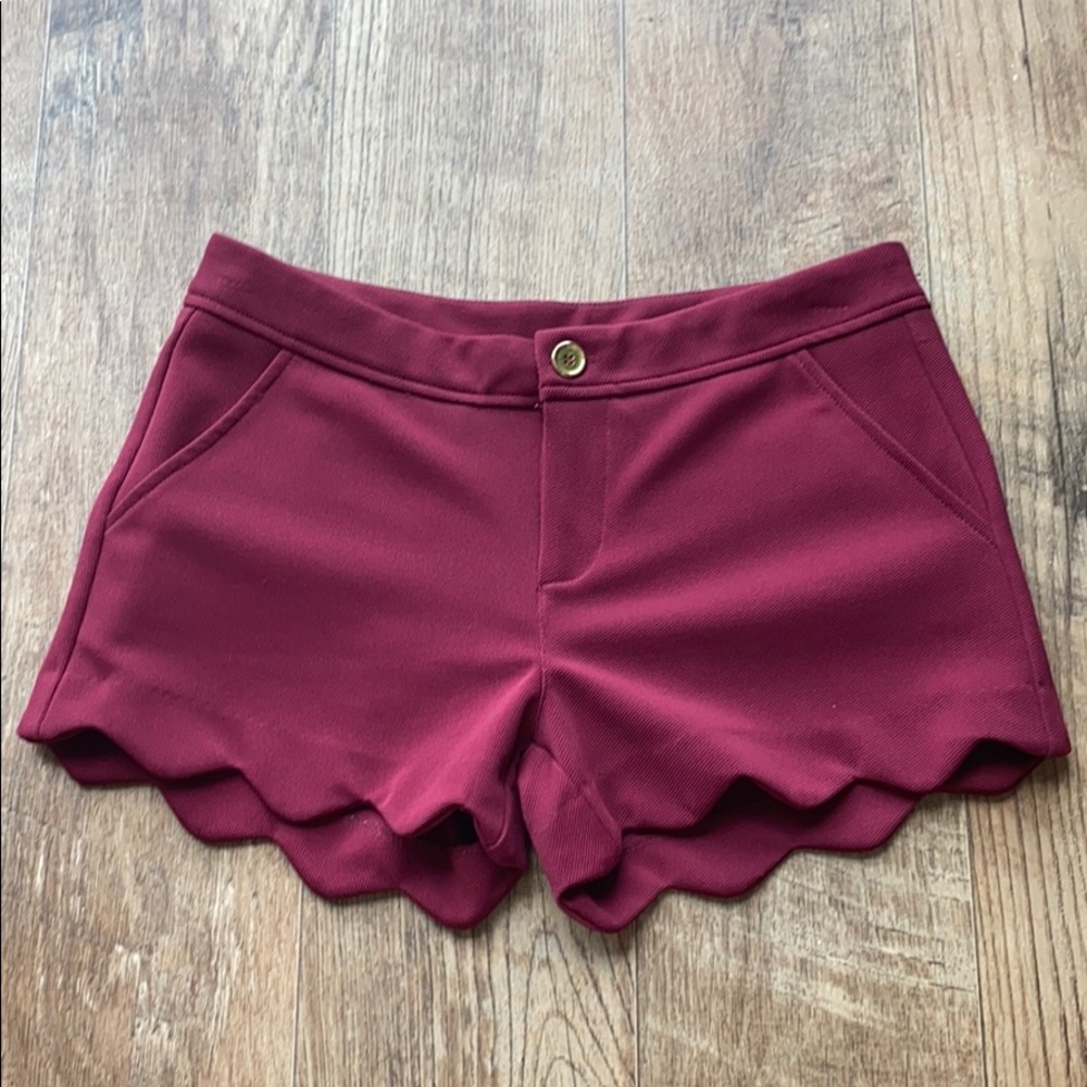 Maroon Scalloped Shorts